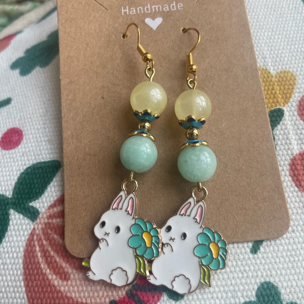 Cute Bunny Earrings with Beads